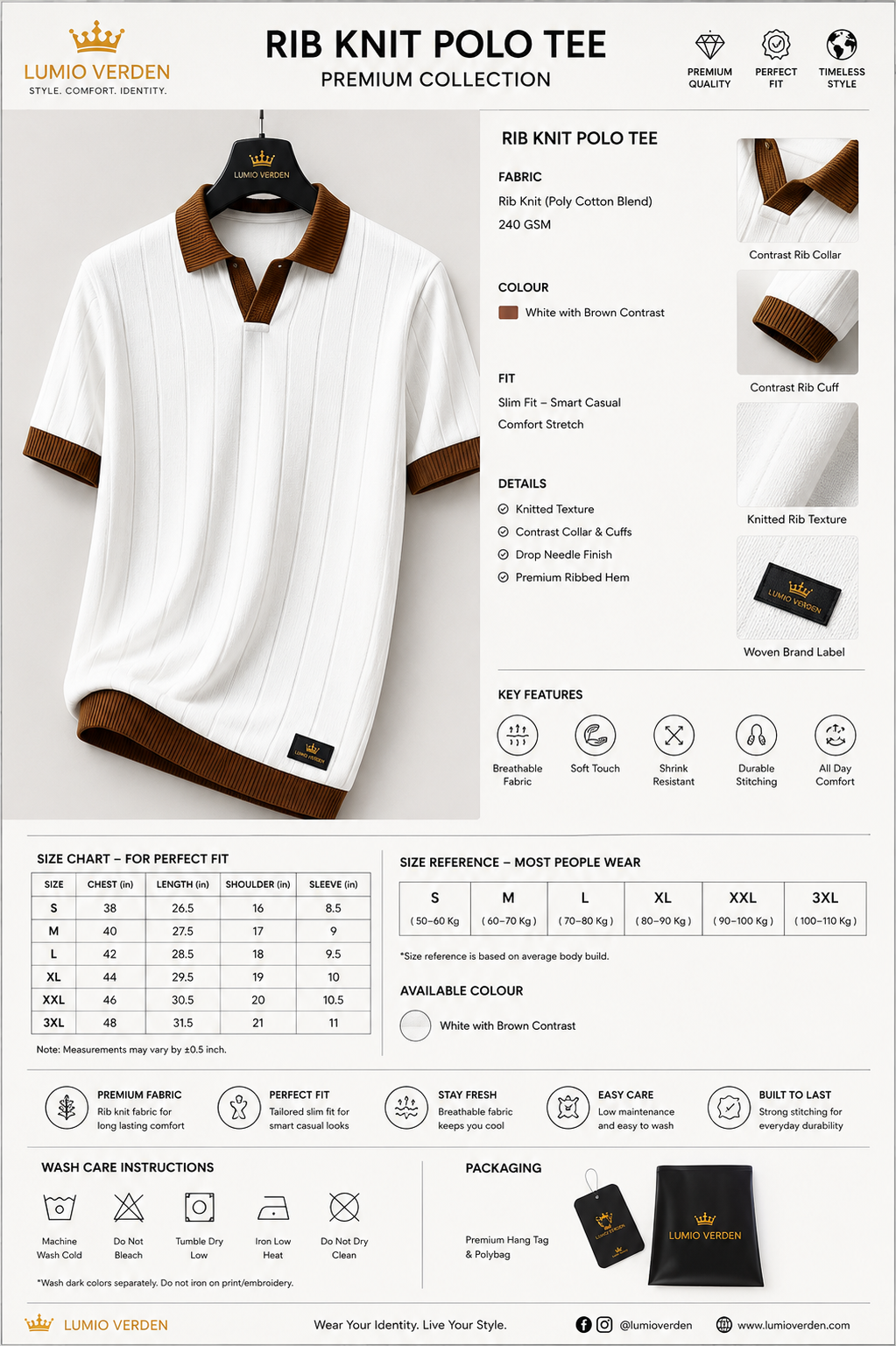 Lumio Verden Striped Navy Polo Tee - lifestyle shot
