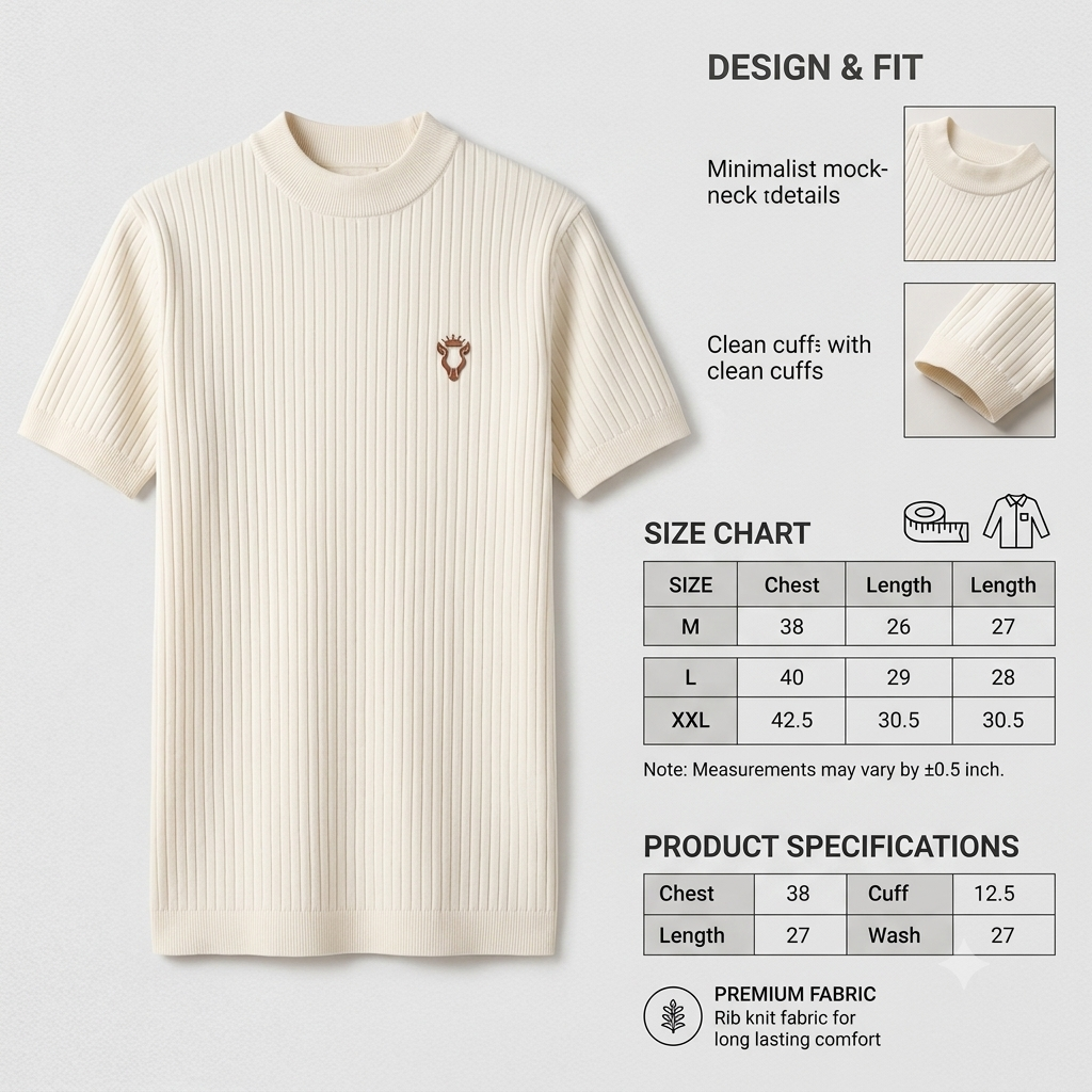 Lumio Verden Rib Knit Mock-Neck Tee - cream colourway