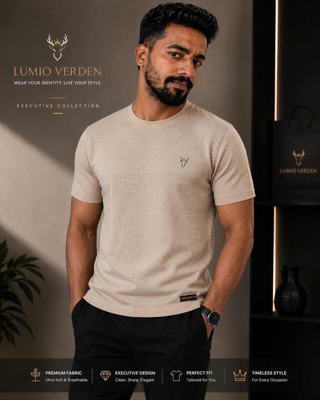 Lumio Verden Rib Knit Polo Tee - lifestyle shot