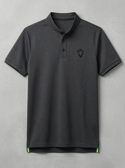 Rib Knit Polo Tee – Black & White