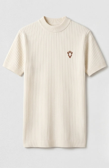 Rib Knit Mock-Neck Tee